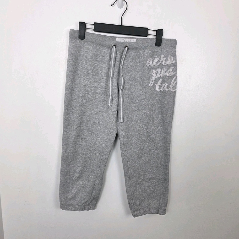 Aeropostale Gray Y2K Drawstring Waist Low Rise Comfy‎ Logo Capri Sweatpants Sz S